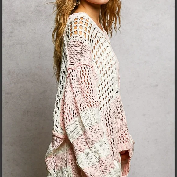 POL Pink and White Knit Sweater - Picture 5 of 7